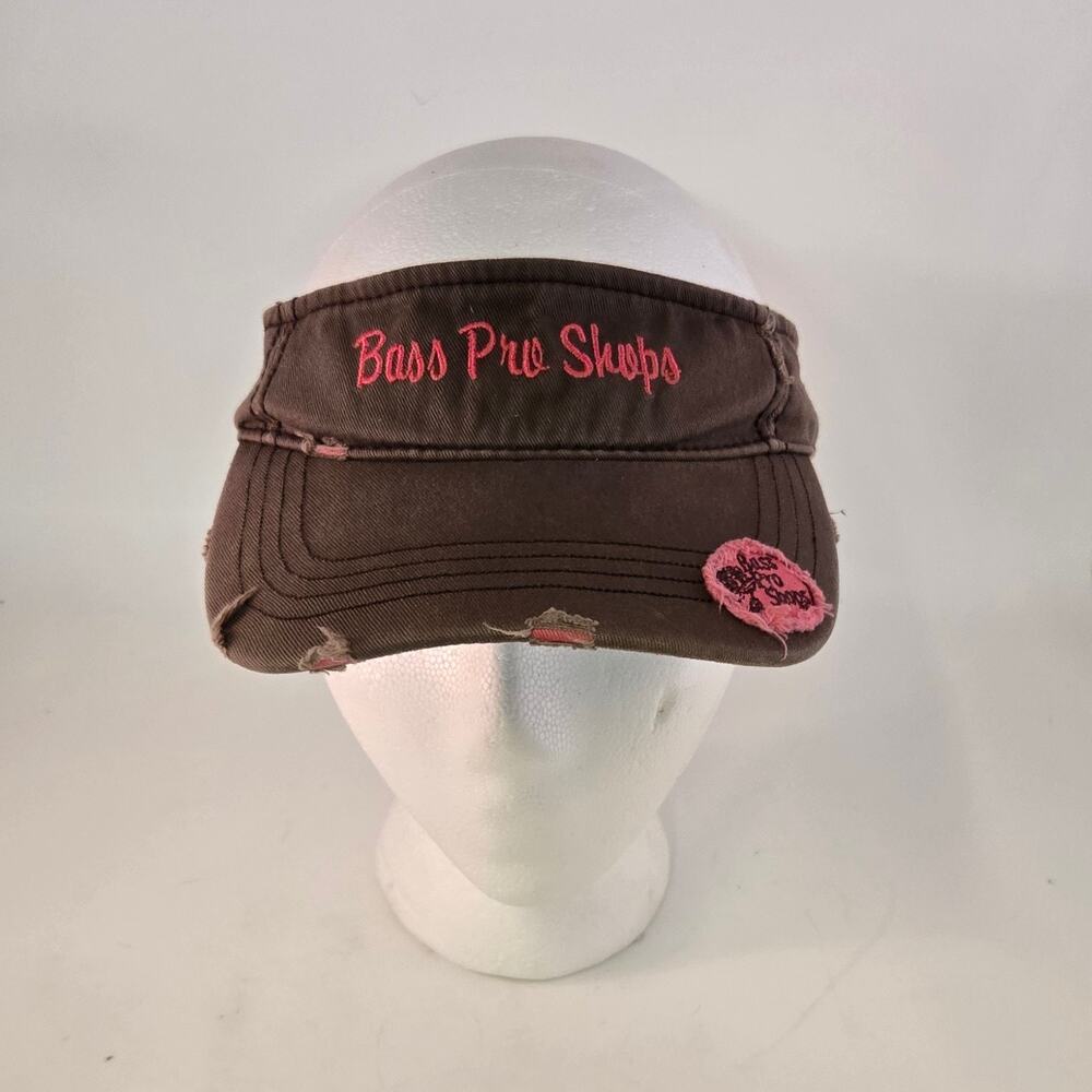 Bass Pro Shops Brown Pink Distressed Sun Visor Hat Adjustable Womens